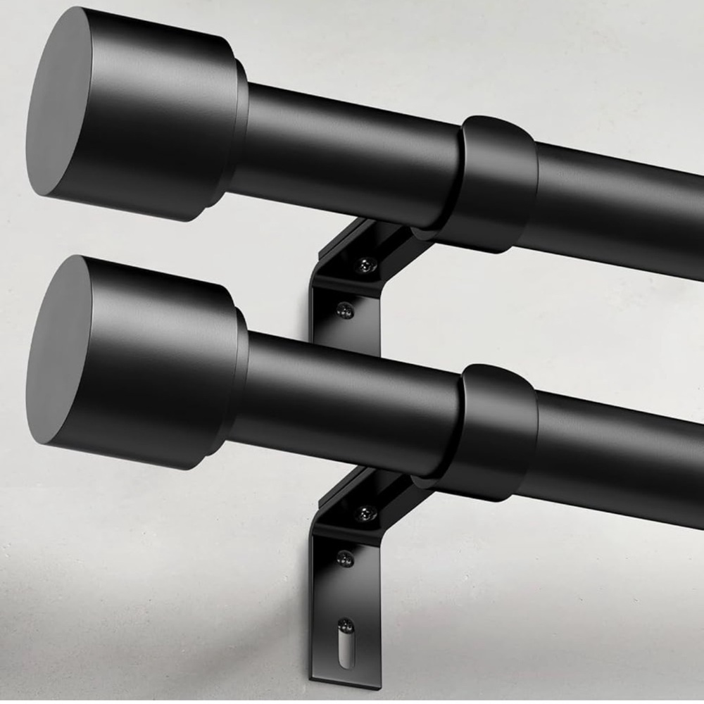 Hradecti Black Curtain Rod Set